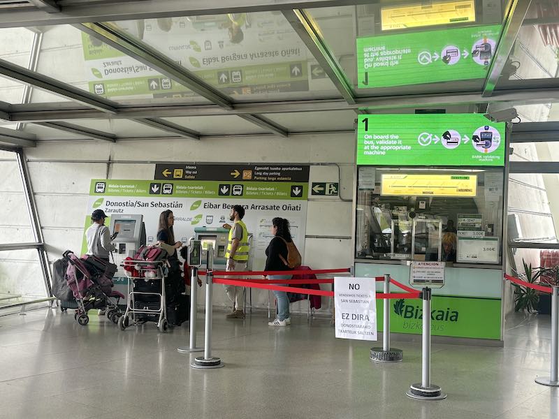 Buying bus tickets at Bilbao airport